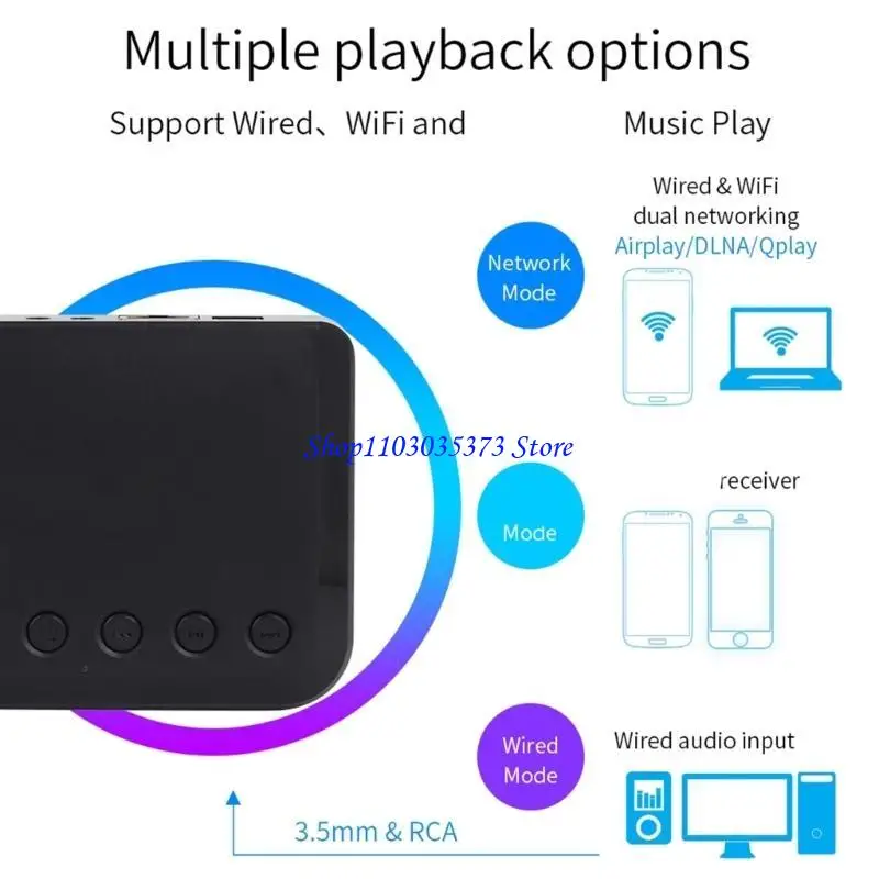 D46B WR320PRO WIFI MUSIC RESEIVER يضم متوافقًا مع 5.2 و 3.5 بصري 3.5