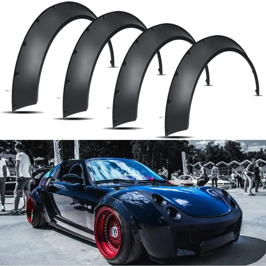 4PCS 4.5 Universal Car Fender Flares Extra Wide Body Kit Wheel Arches Fit For Most Vehicle