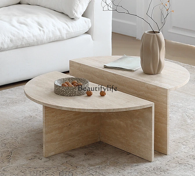 

Qiji Wind Tunnel Stone Endtable Living Room Home Simple Circle and Creative Dali Stone Endtable