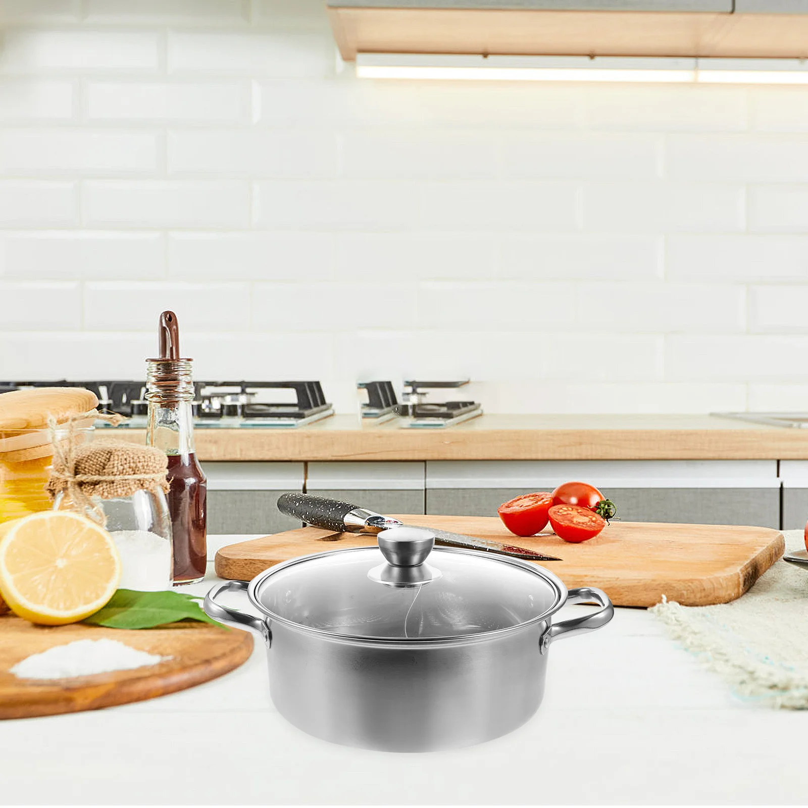 

1Pcs Yuan Yang Hot Pot Cooker Stainless Steel Thickened Dual Flavor Stockpot Flat Bottom Cooking Pot Suitable for Gas Induction