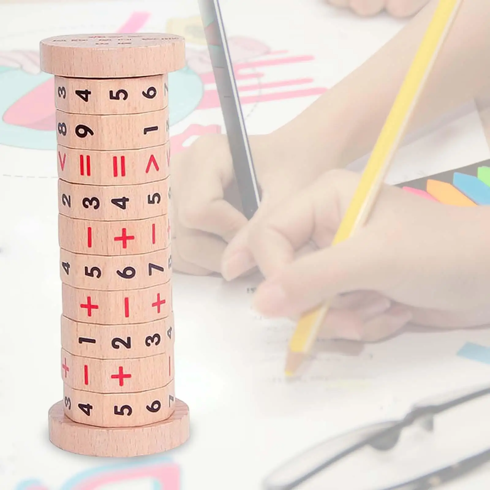 Blocchi rotanti in legno Gioco di conteggio Simboli educativi Numeri matematici Montessori fai-da-te per bambini in età prescolare