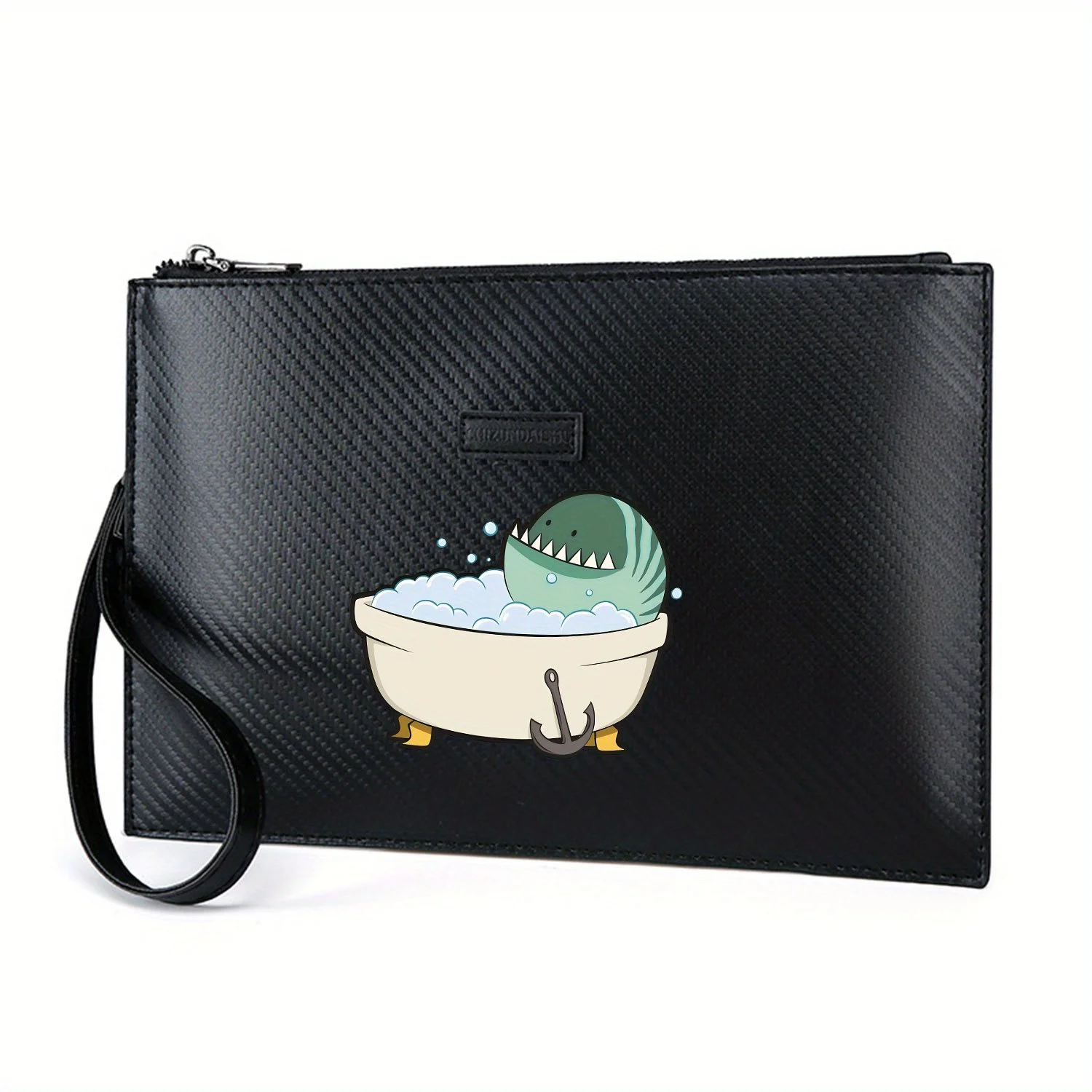 Burbujas de baño de tiburón en bañera, bolso de mano elegante con estampado de PU para hombre, moderno y práctico para llevar todos los días