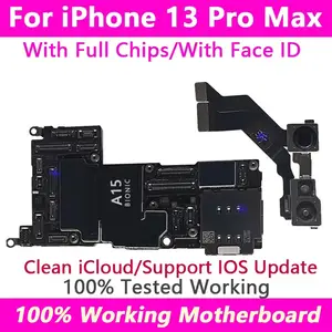 Bilashmart Unlocked iPhone 13 Pro max Motherboard Support IOS Chips Mainboard Clean iCloud Logic Board Face ID Test Working Plate