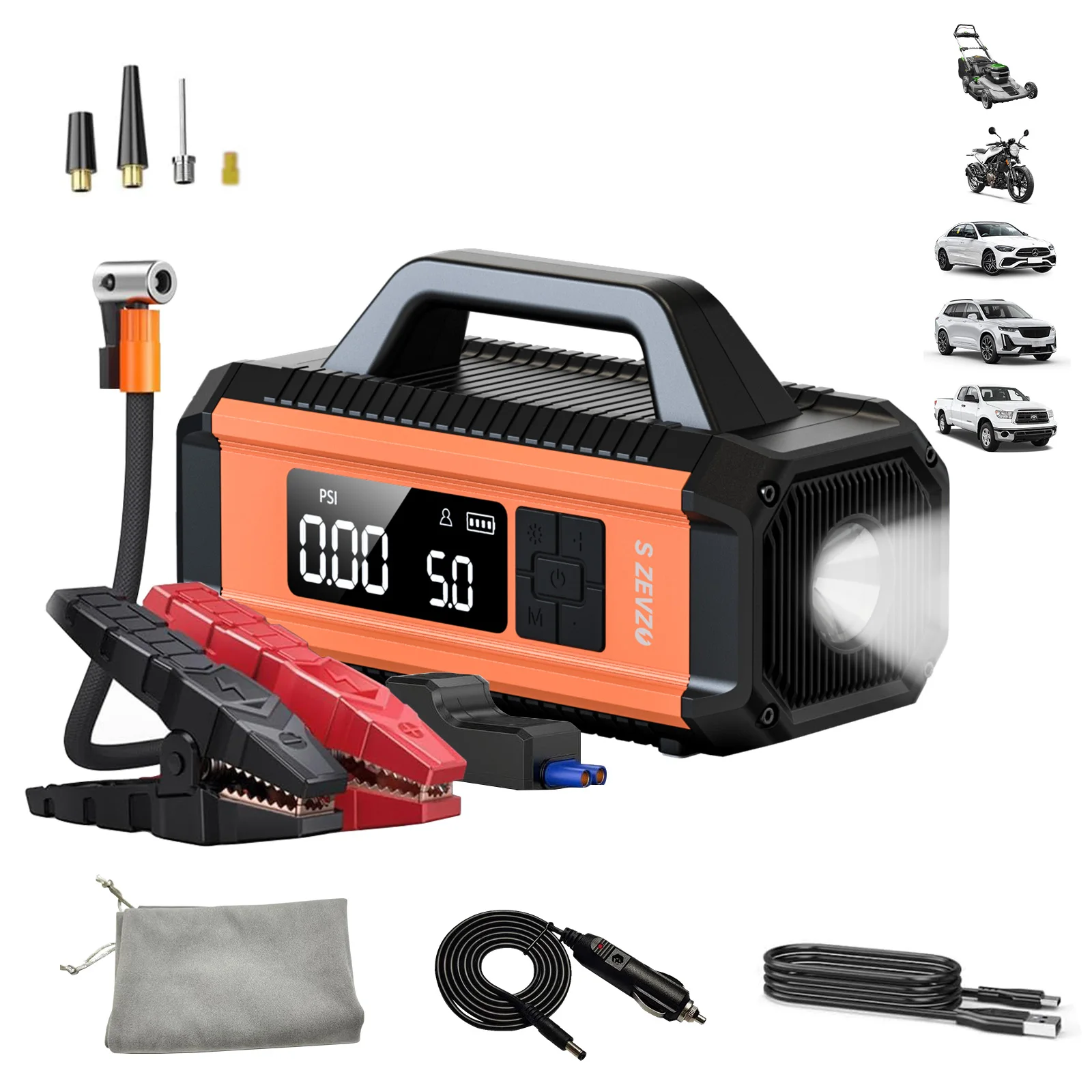 

3500A Car Jump Starter Booster Jumper Box Power Bank Battery Charger with 150PSI Air Compressor, 10000mAh Portable Jump Starter