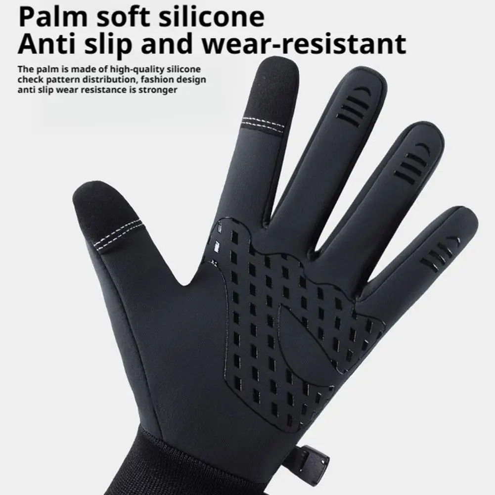 قفازات الدراجات النارية الرجال السود الخريف الشتاء في الهواء الطلق قفازات ركوب الدراجات رياضة اللياقة البدنية الرياضة الجري الدافئة شاشة تعمل باللمس قفازات نونسليب