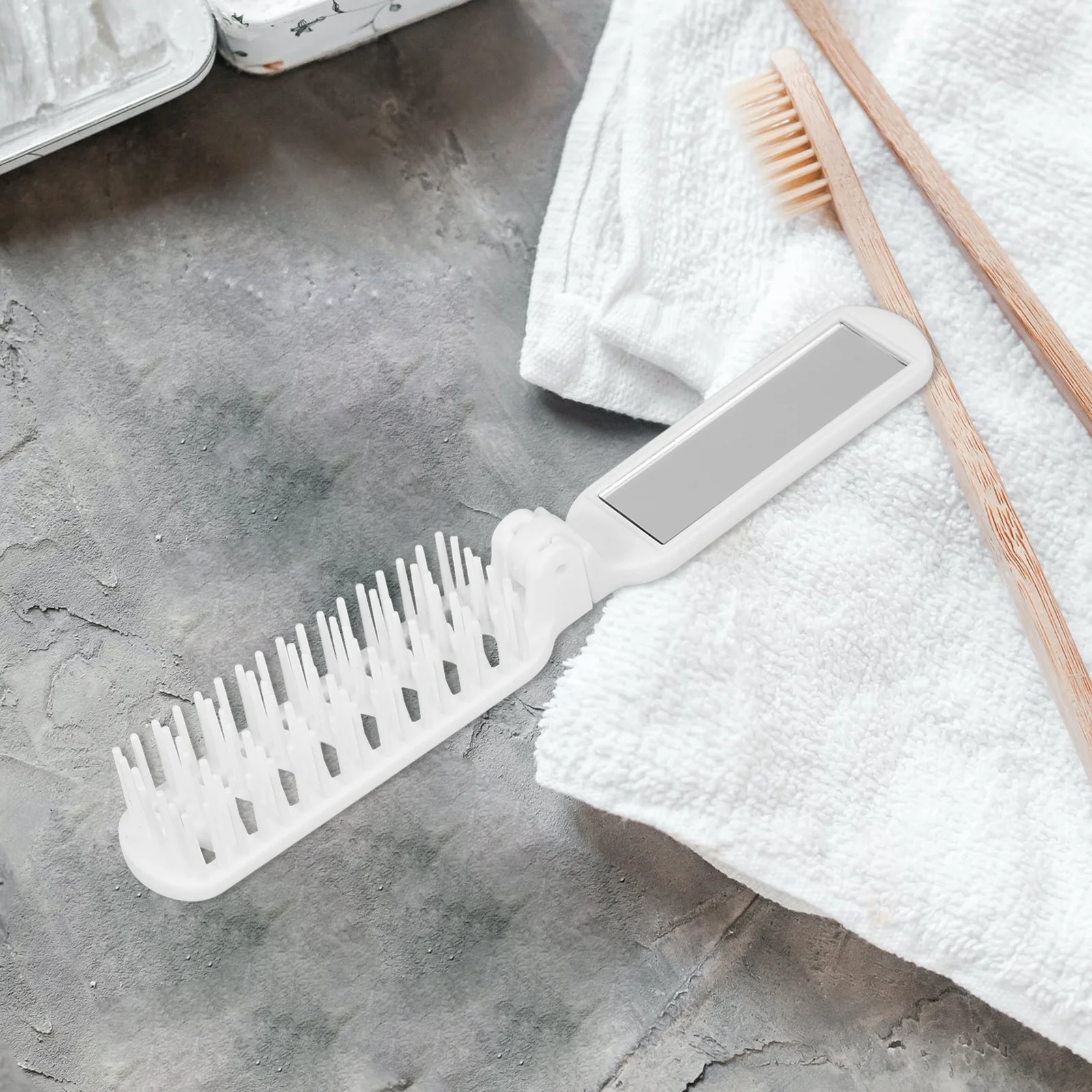 

2 Pcs Compact Brush Foldable Hair for Purse Folding Travel Size Comb Convenient Dual-use ABS