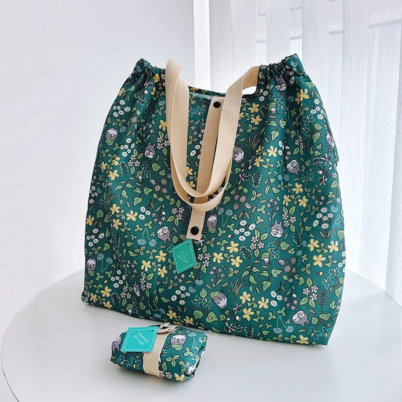 

Foldable Eco-friendly Shopping Bag, Cartoon Cute, Lightweight & Large Capacity, Women's Shoulder Tote Bag, INS Style Gift Bag