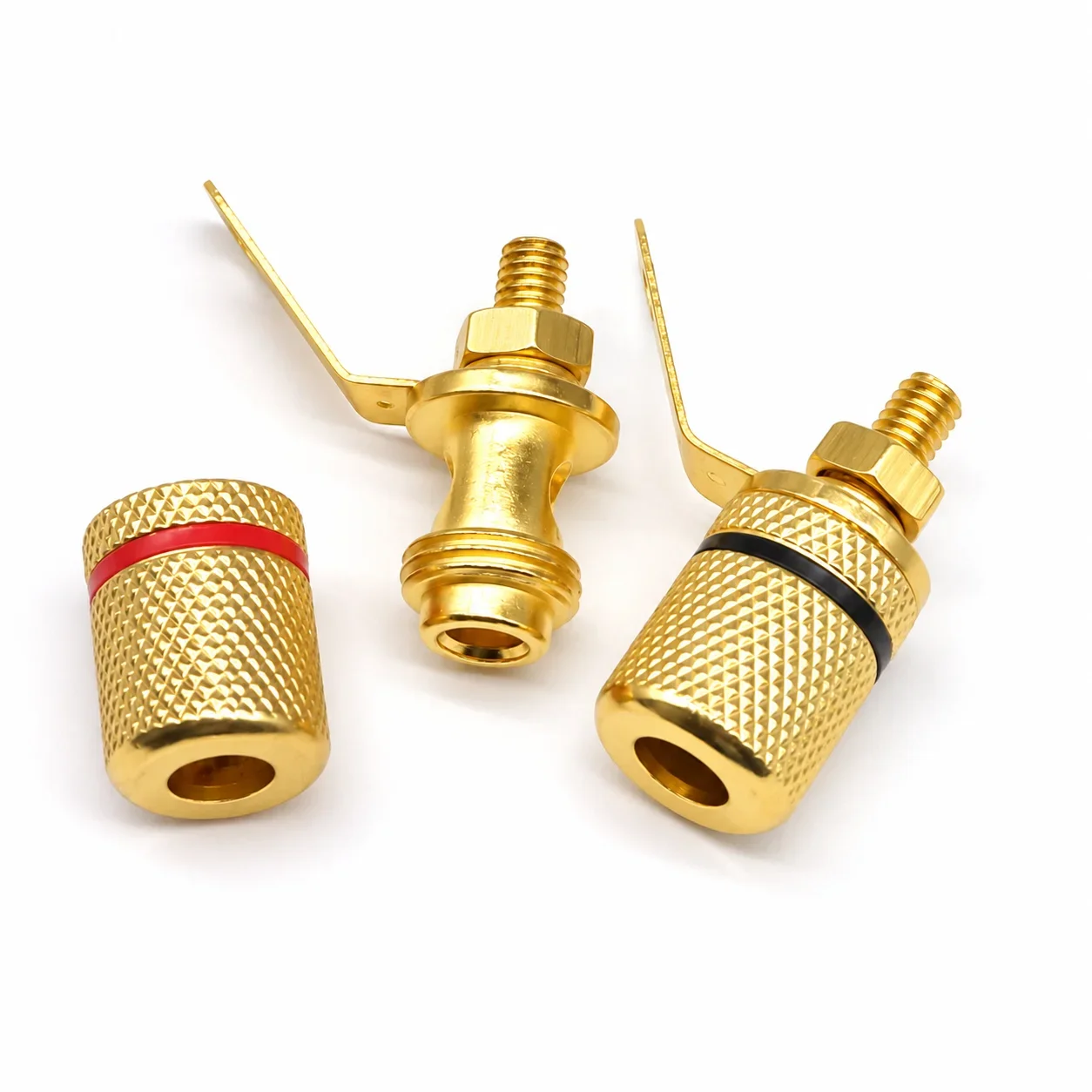 2Pcs/1Pair Gold Plated Amplifier Speaker Binding Post Terminal 4mm Banana Plug Female Socket Connector for Audio Cable Wire DIY