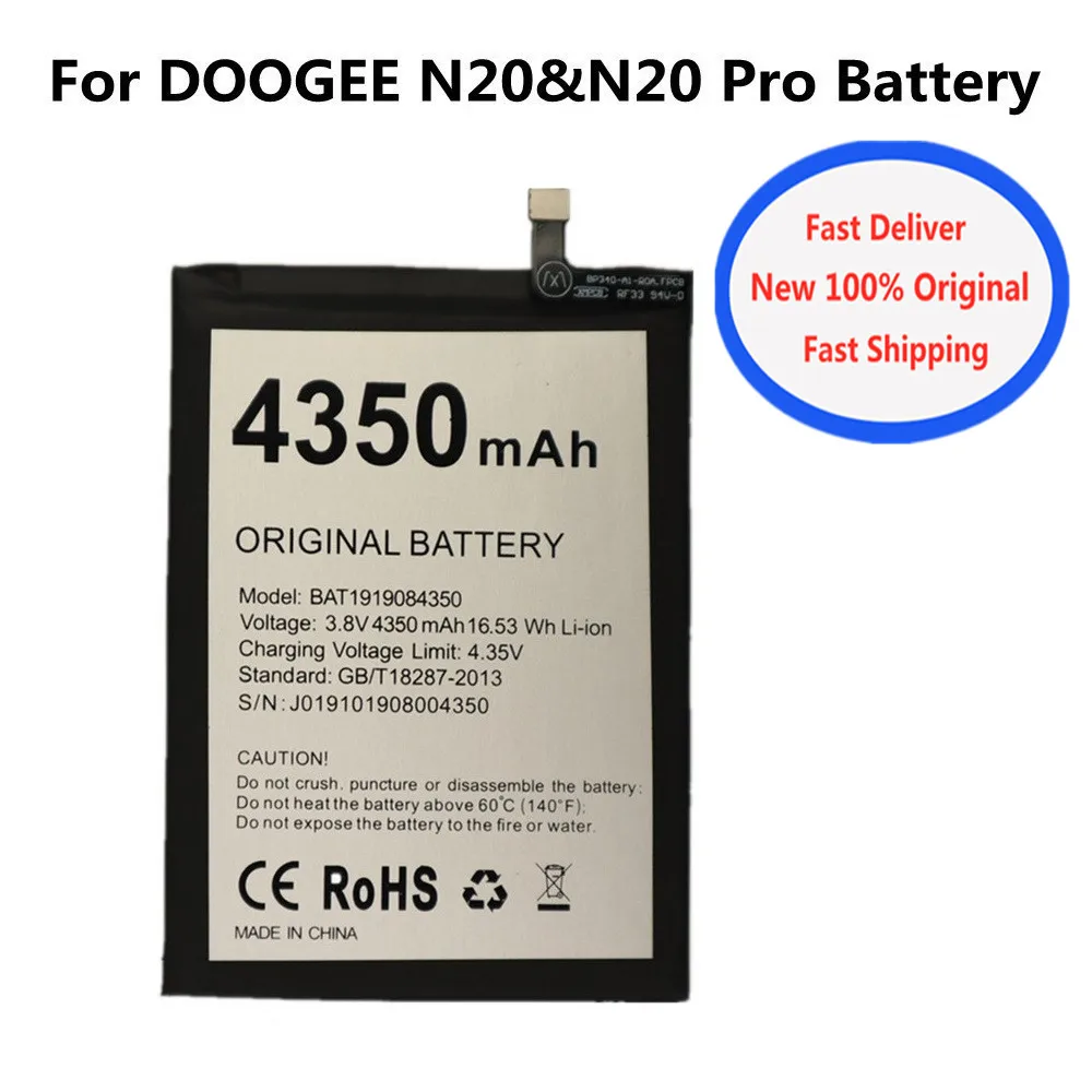 

BAT1919084350 N20Pro Original Battery For DOOGEE N20 / N20 Pro Mobile Phone Bateria 4350mAh In Stock + Tracking number