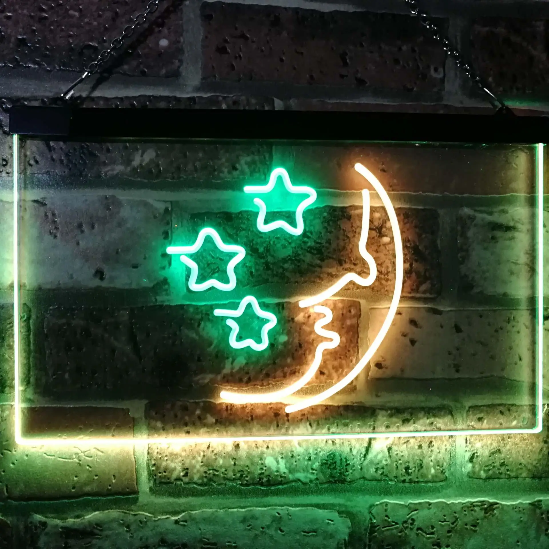 Mr. Moon with Stars Dual Color Led Neon Sign st6-i3093