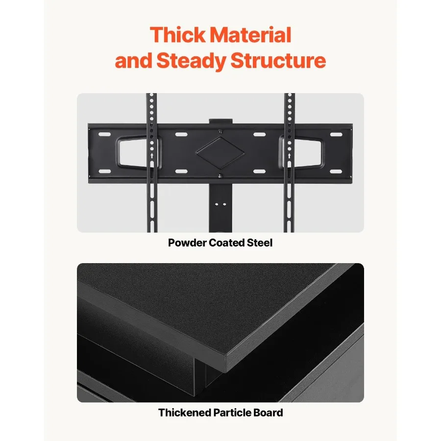 حامل تلفزيون 52 مع حامل لما يصل إلى 75 في مركز الترفيه للتلفزيونات مع مخرج طاقة وأضواء LED وحدة تحكم تلفزيون قابلة للتعديل مع #5
