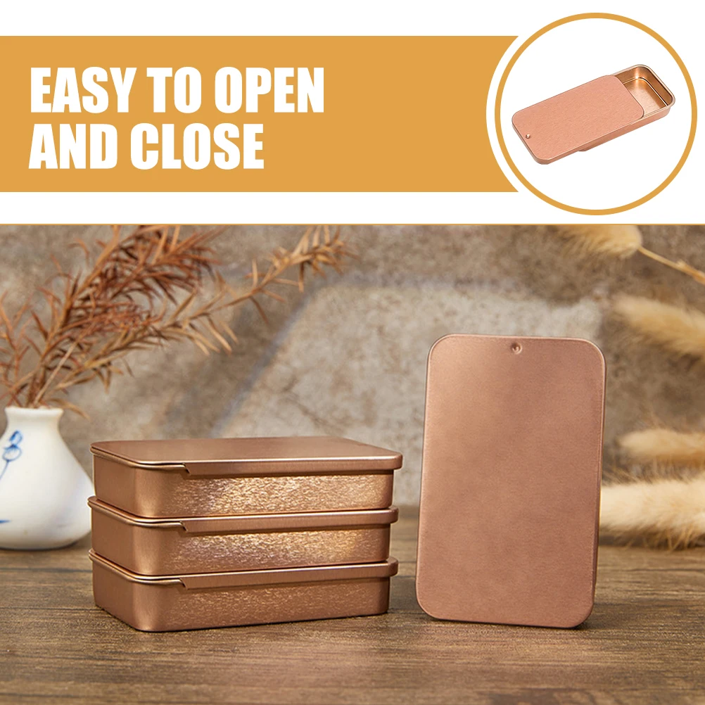

12pcs Sliding Lid Tinplate Portable Metal Containers Storage Small Boxes Organizer Golden Practical Multi Function Candy Boxes