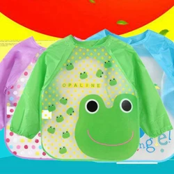 1-3Years Newborn Cute Cartoon Baby Bibs Long Sleeve Apron Animal Waterproof Soft Feeding Bib Burp Clothes