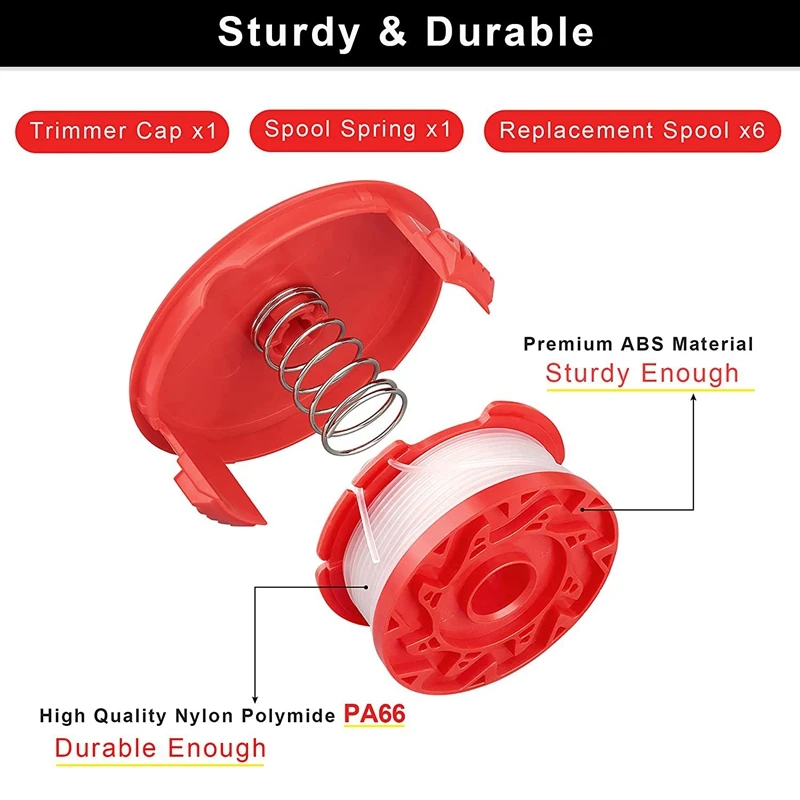 String Trimmer Line, Weed Eater Line, 6 Pcs String Trimmer Replacement Line,Auto Feed Grass Trimmer Spool Line