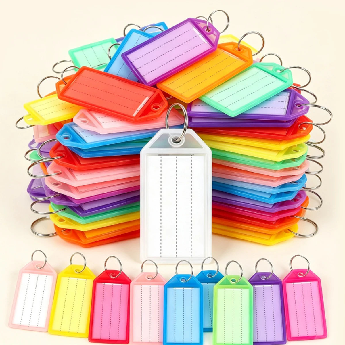 10/20/50Pcs Assorted Random Hue Transparent Key Tags, Plastic Baggage ID Labels For Travel Luggage Organization ZSY