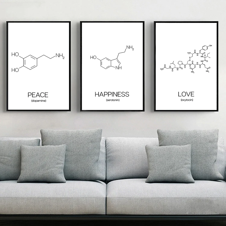 Chemistry Science Oxytocin Dopamine Molecular Wall Art Canvas Painting Poster Print Structure Picture Classroom School Lab Decor