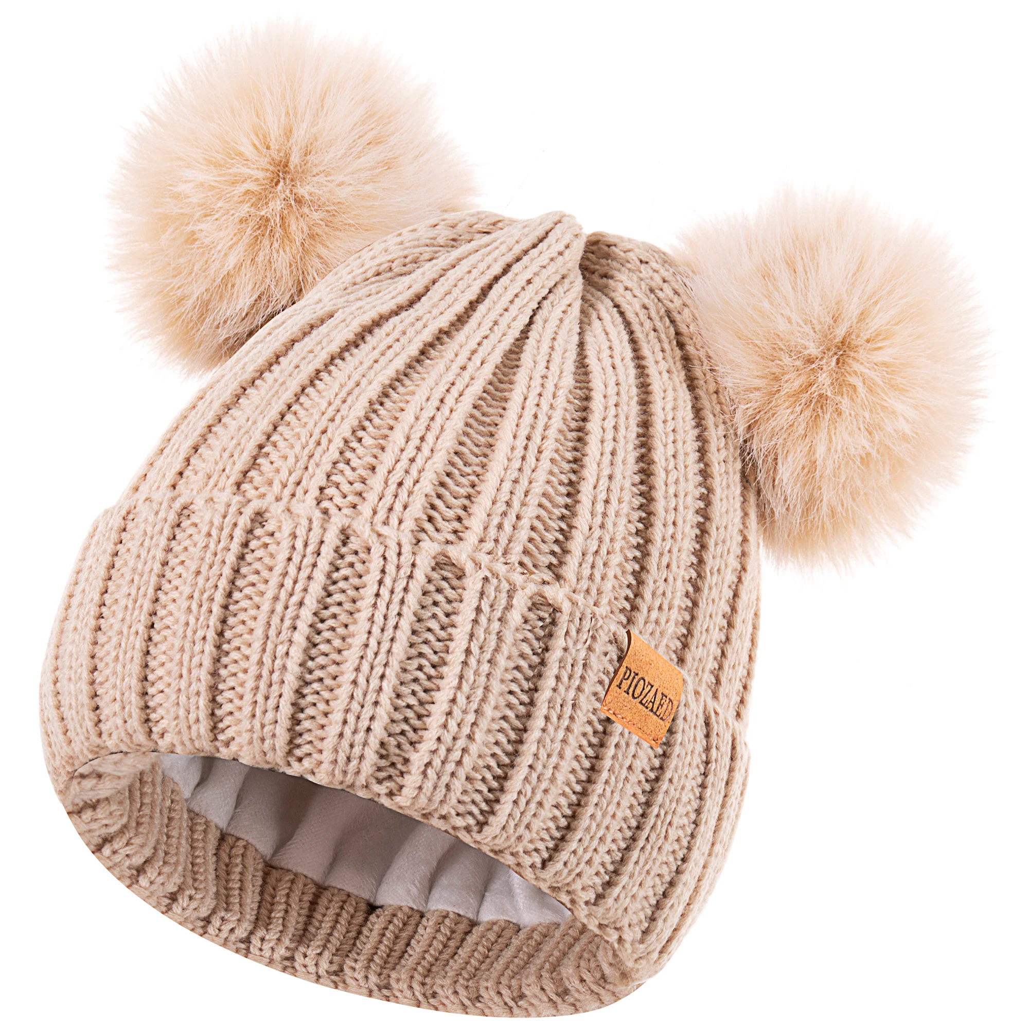 

Winter hat for ladies with double fluffy lining for warmth, Beni-style knitted ski cap, two in one pack
