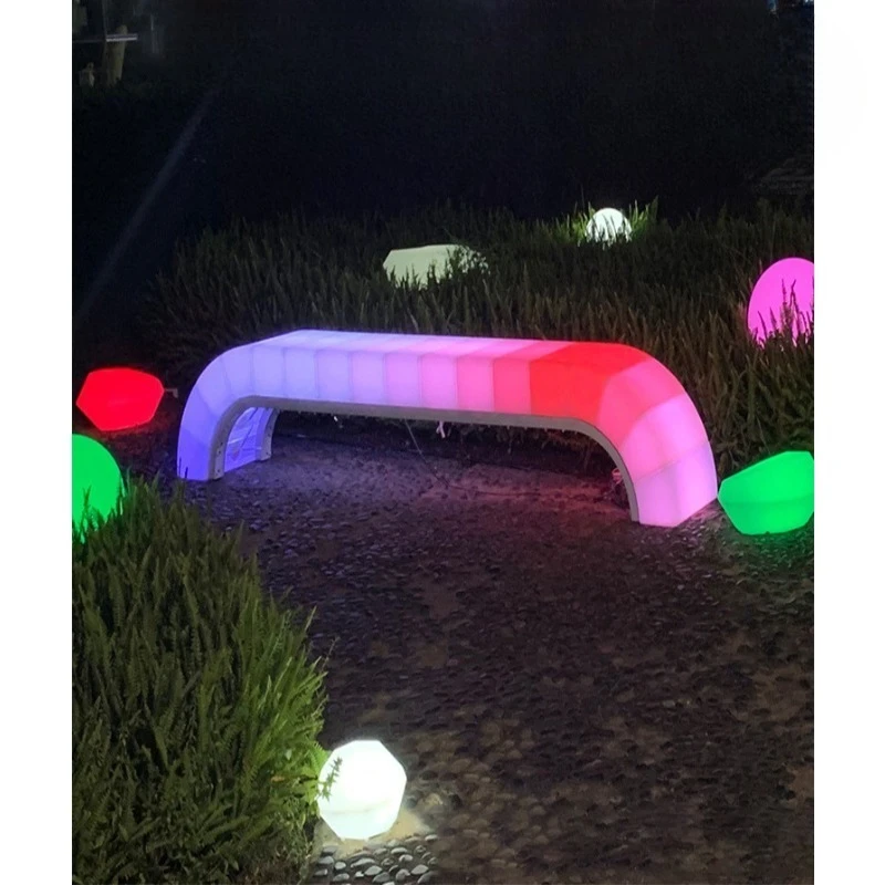 Park outdoor interactive public seating, square shopping mall LED luminous touch somatosensory park bench waterproof