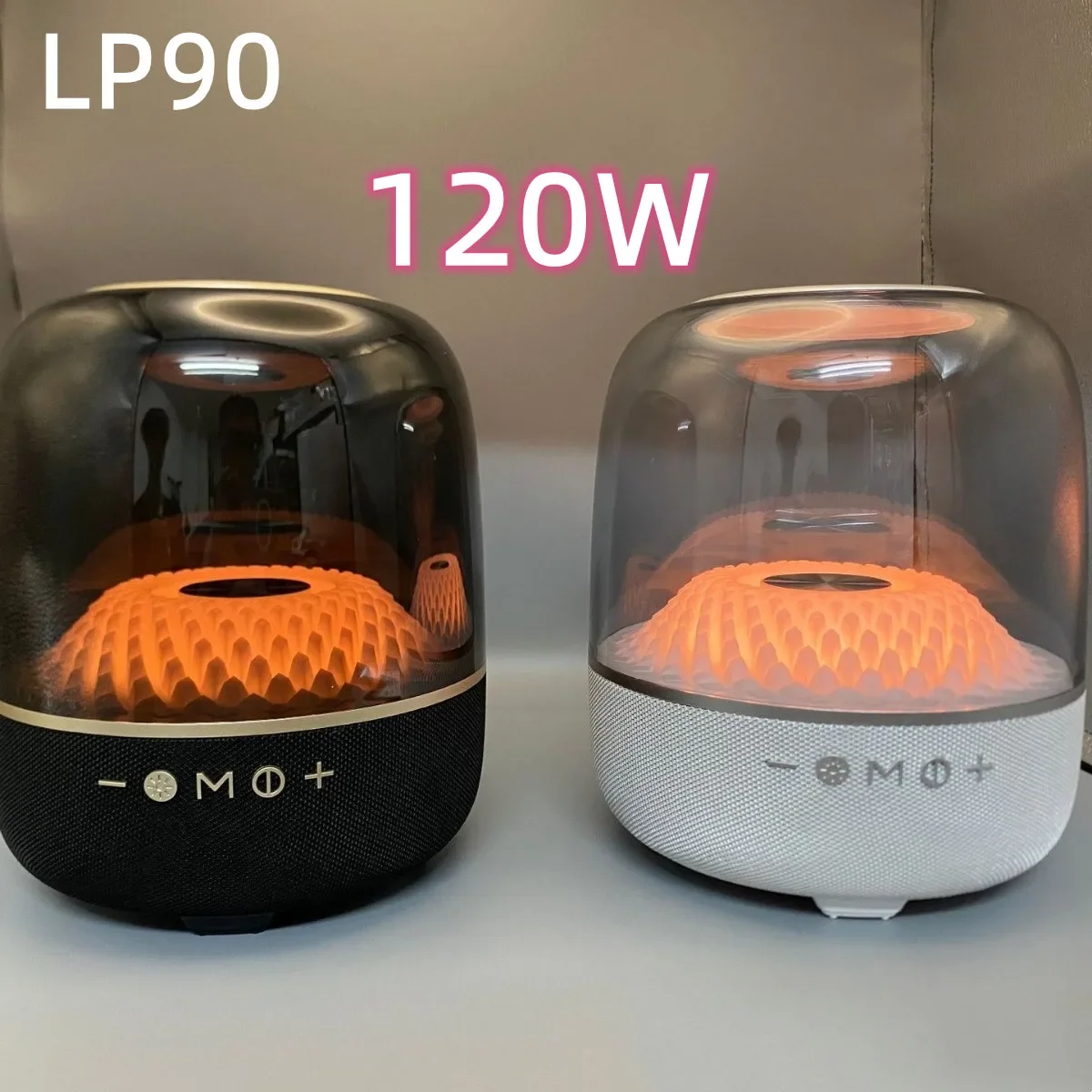 LP90 120W 강력한 서브우퍼 데스크탑 투명한 뮤직 박스 무선 360 서라운드 사운드 블루투스 스피커 TWS/TF AUX Caixa De Som