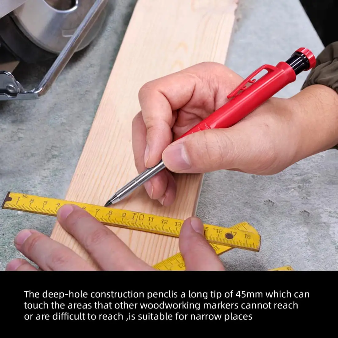 Solid Carpenter Pencil Set For Deep Hole Marker With Refill Leads Marking Wood Tool Woodworking Deep Hole Mechanical Pencils