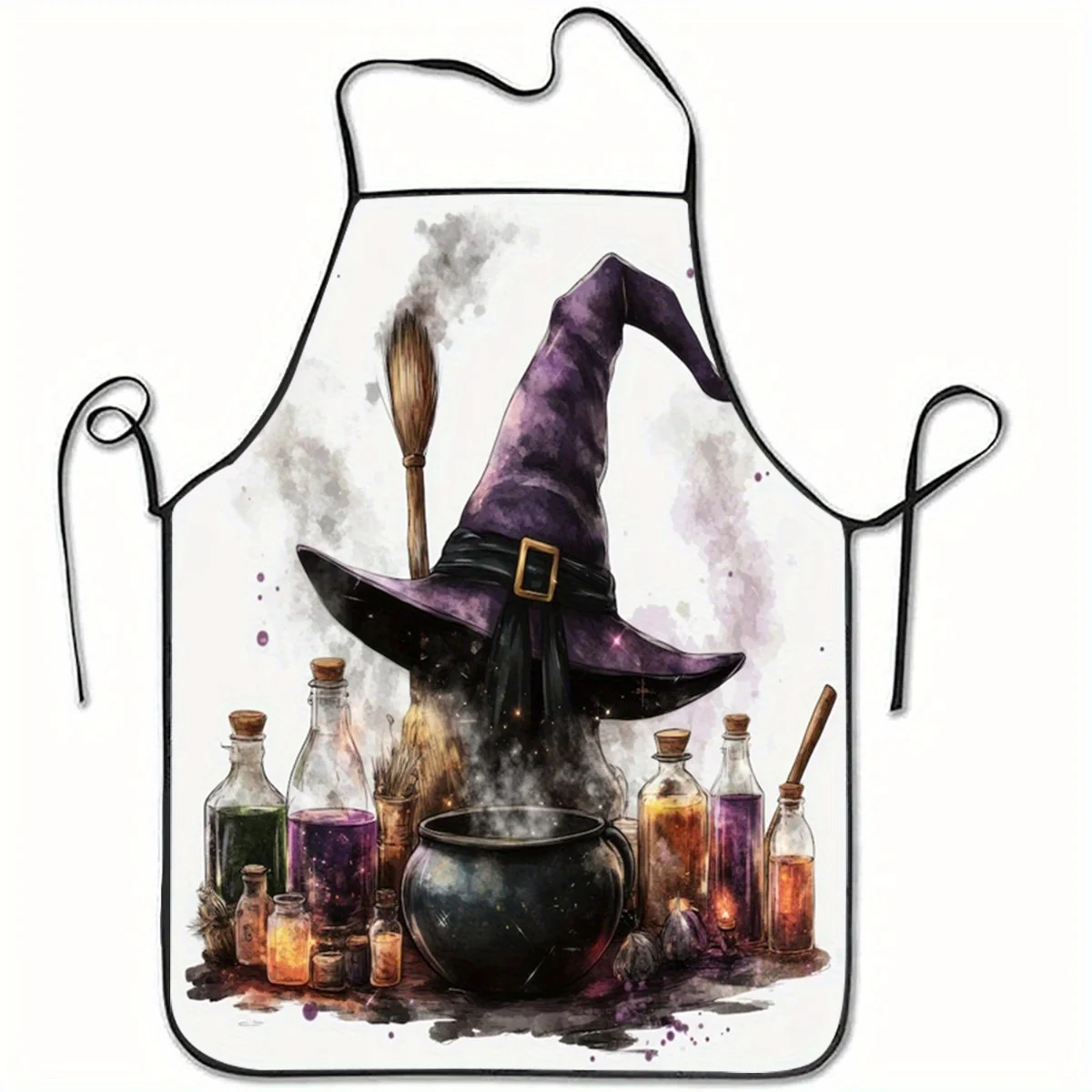 1pc Witch'S Potion Brewing Scene Printed Polyester Apron for Home Kitchen Baking Polyester Fabric with Adjustable Neck Strap