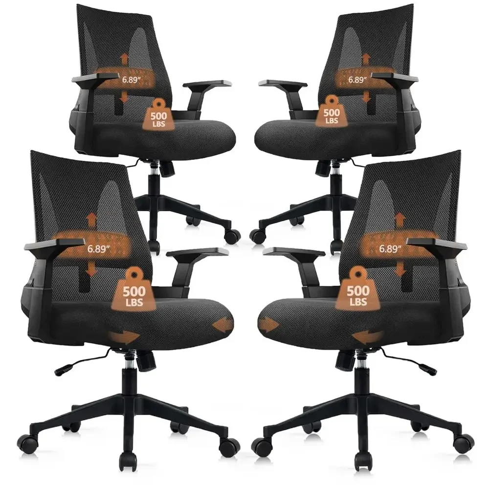 

500lbs Big and Tall Office Chair Heavy Duty Mesh Ergonomic Computer Chairs with Adjustable Lumbar Support and Wide Comfy Seat f