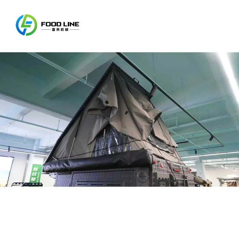 Customized aluminum hard‑shell pop‑up pickup camper canopy bed living module for multi‑terrain 4x4 camping adventure setup