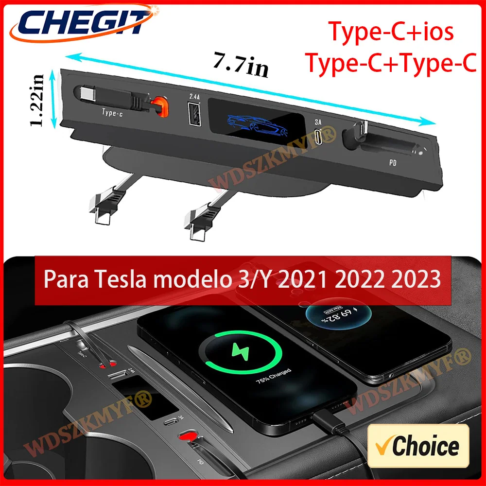 

НОВИНКА для Tesla Model 3 2021-2023 Model Y 2021-2024 Быстрое зарядное устройство USB-шунтирующий концентратор Интеллектуальная док-станция Автомобильный адаптер с питанием