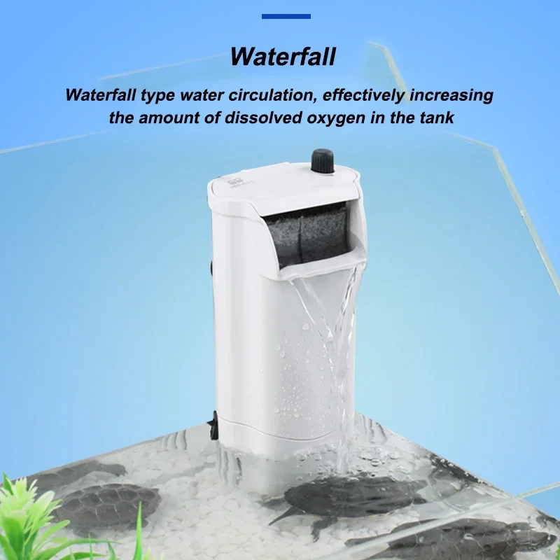 SUNSUN HN-011 HN-012 Low Water Level Turtle Tank Filter Waterfall Type Small Silent Built-in Water Purifier