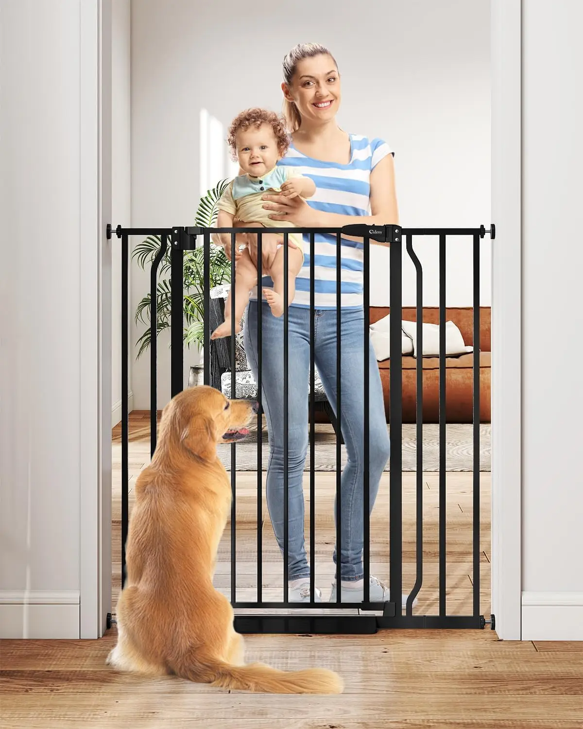 40 Inch Extra Tall Baby Gate No Drilling Auto Close Dog Gate Black Indoor Doorways Stairs Pressure Mounted 29 To 40 Wide Pet Gat