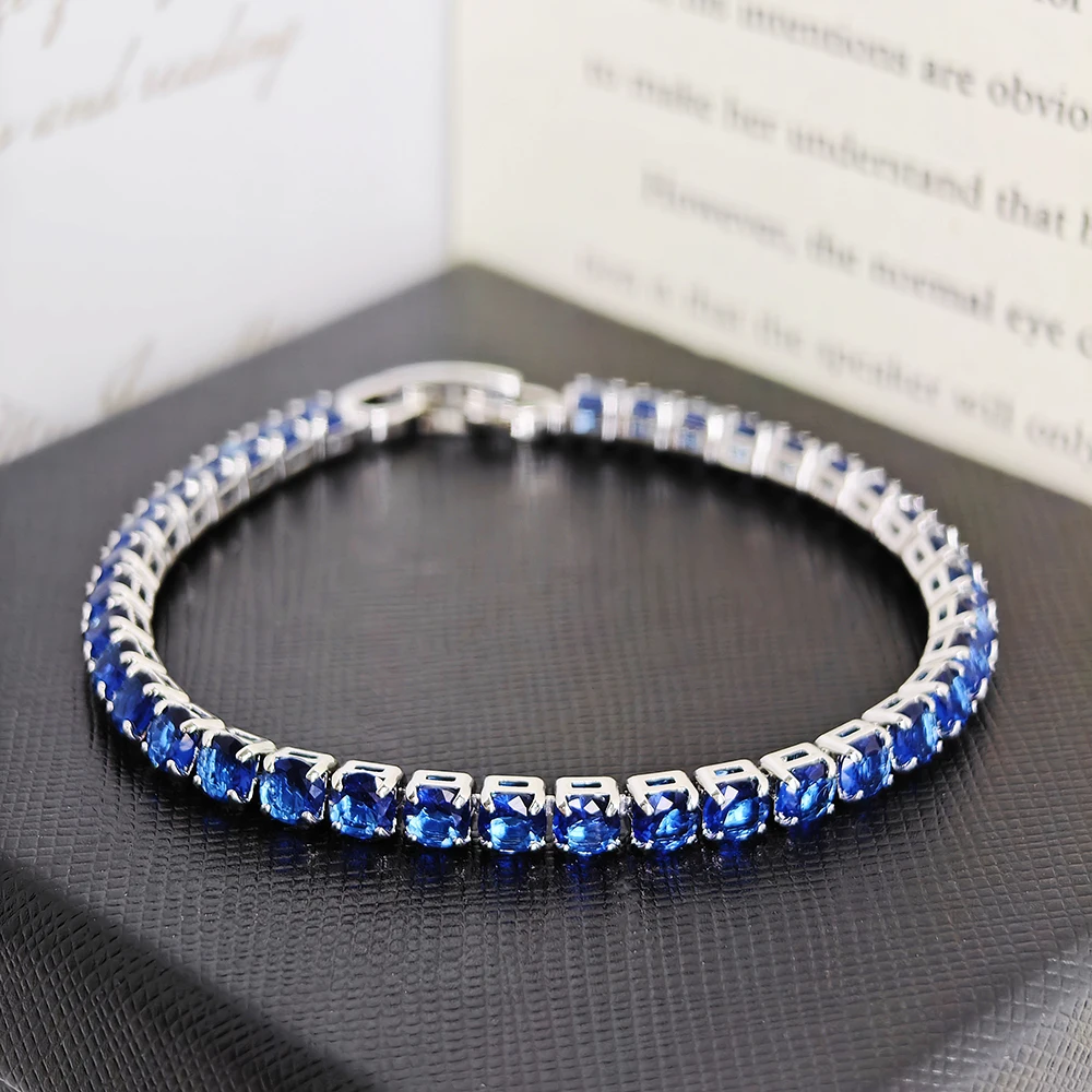 2024 New Arrival  Luxury Round blue color on hand Bracelet Bangle For Women Anniversary Gift Jewelry Bulk Sell  S5787