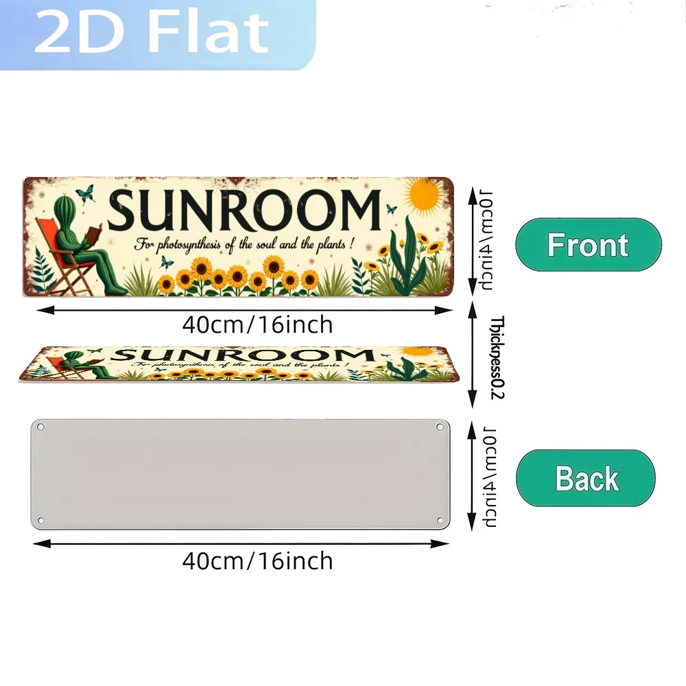 2D Flat, One Piece of Decor Saying 'Sunroom Soul Photosynthesis Sign', a Rustic Farmhouse Wall Art Featuring a Weathered