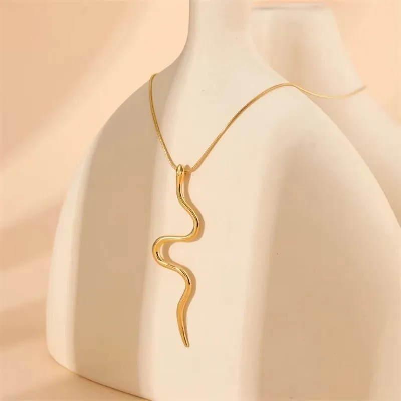 EILIECK 316L Edelstahl-Halskette mit langem Anhänger und weißen Zirkonia-Steinen für Damen, modische Halskette, wasserdichtes Schmuckstück, Geschenk, Kragen