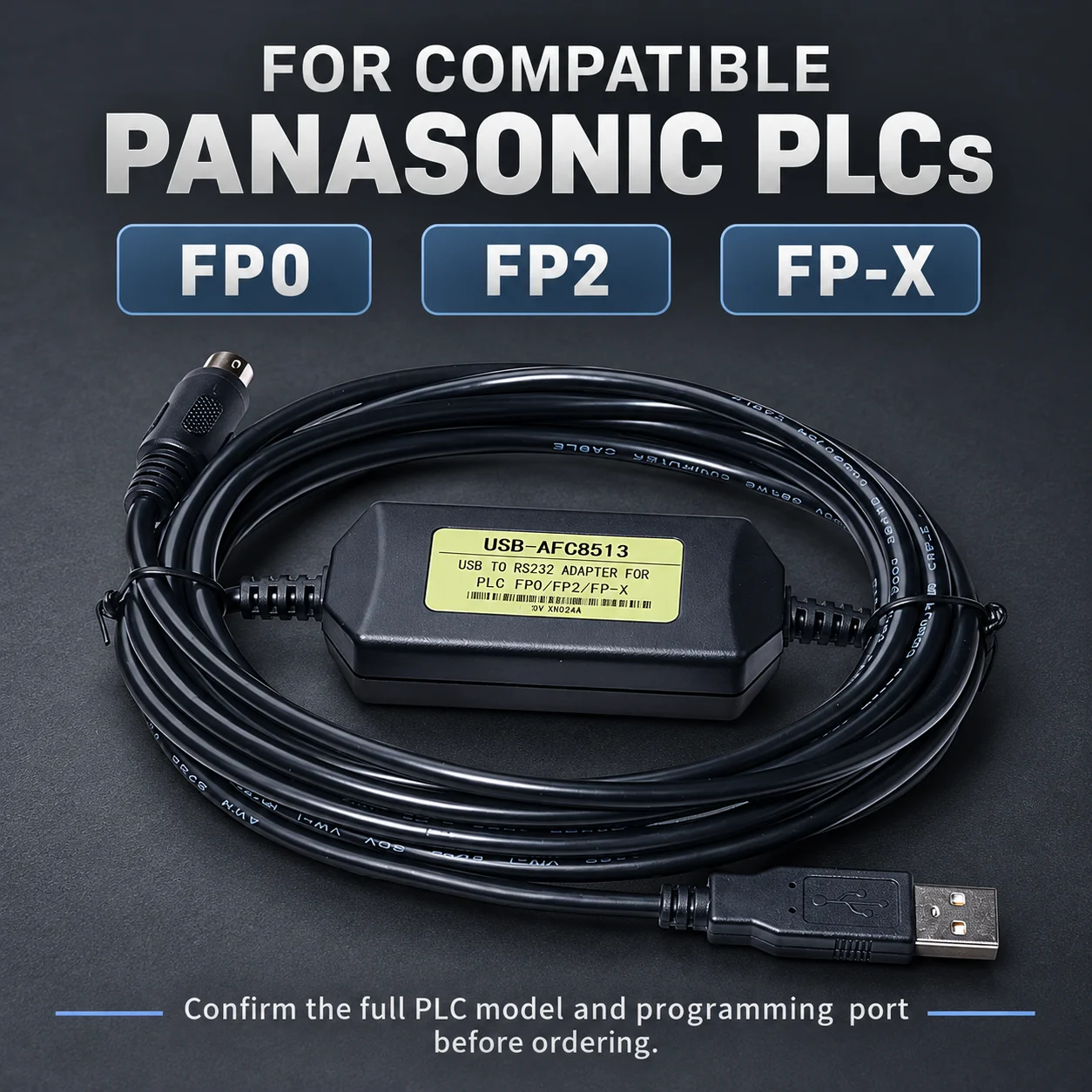 USB-AFC8513 USB to 5 Pin Programming Cable 3M for Panasonic FP0 FP2 FP-X PLC Data Transfer Maintenance