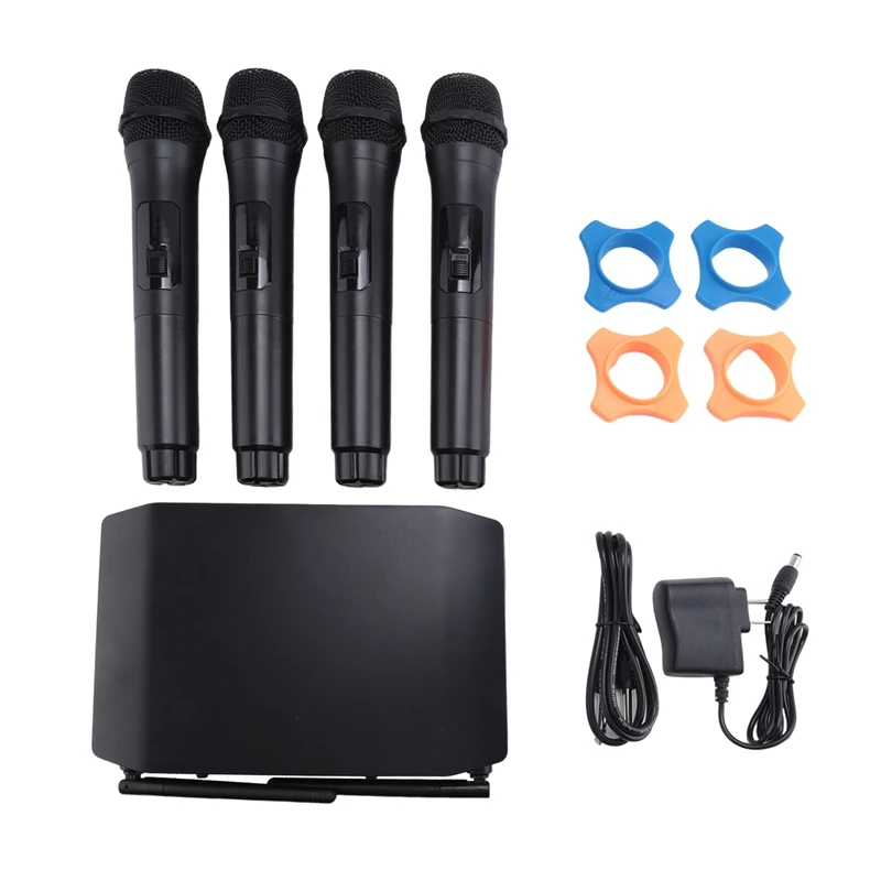 

Wireless Microphone Professional Handheld 4 Channels UHF Dynamic Mic For Karaoke Wedding Party Band Church Stage