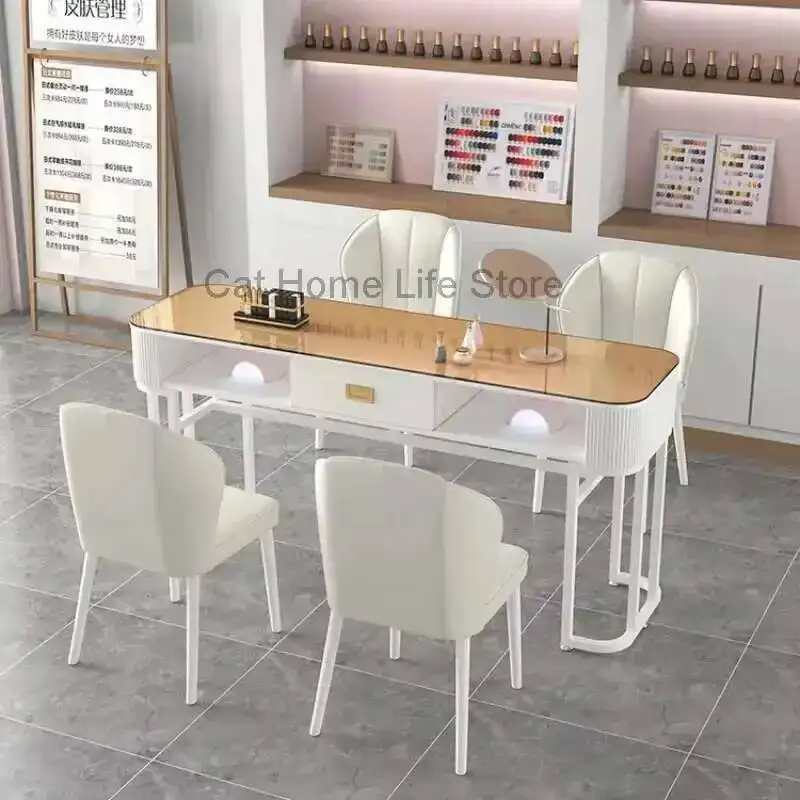 مجموعة أثاث ركن صالون تجميل الأظافر طاولات مانيكير يابانية احترافية لجامع الغبار أريدو EstetistaDesk Por #4