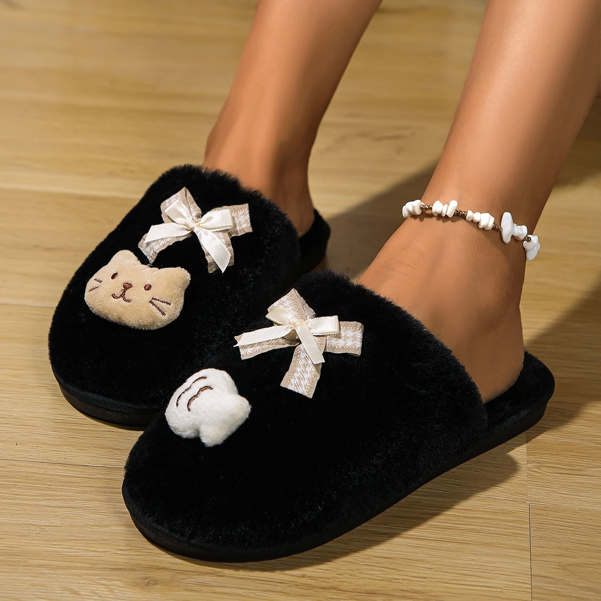 Women Slippers New Winter Taylor Style Anti-slip Fur Slides Women Plush Home Shoes Fashion Comfortable Casual Cotton Slippers