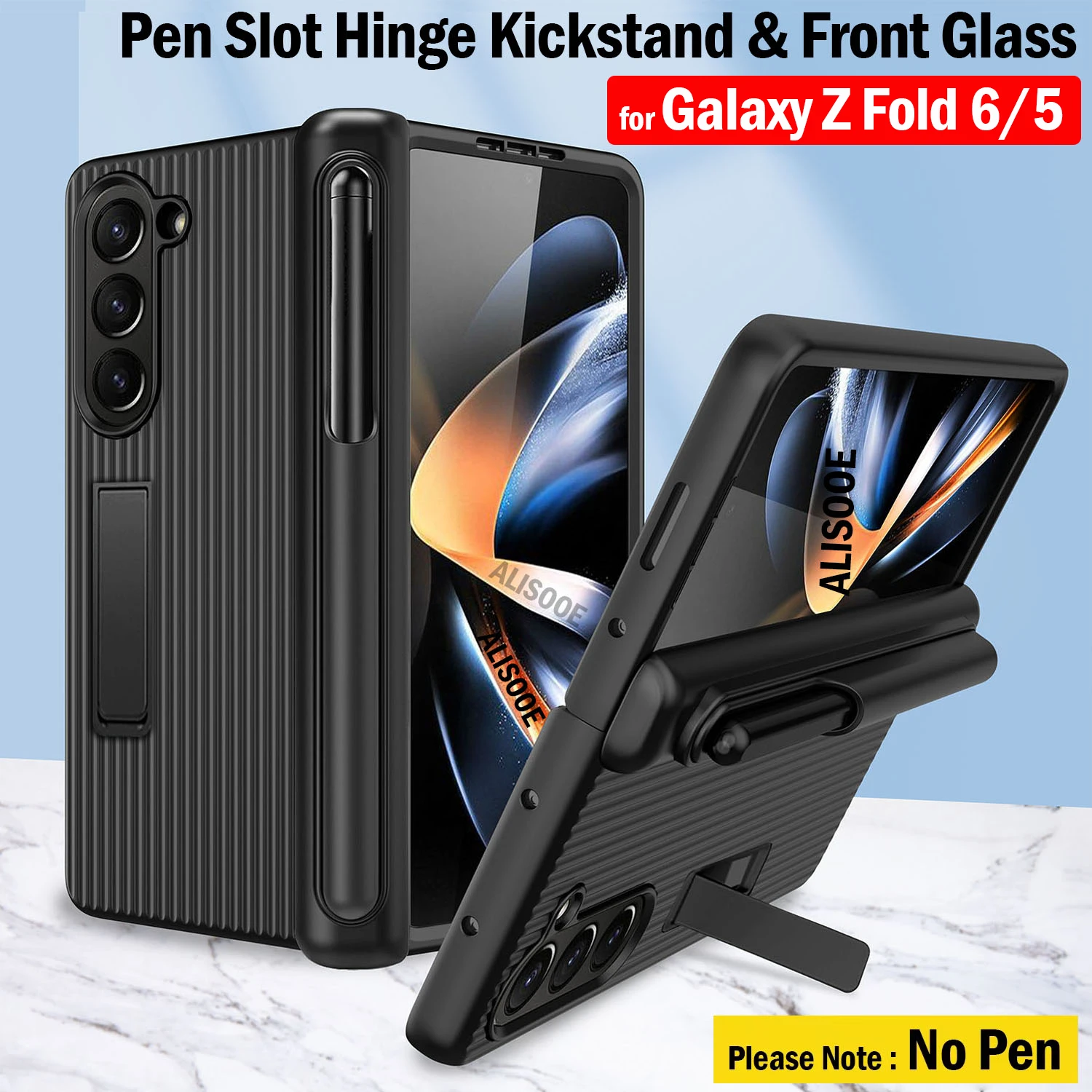 

Чехол-держатель с петлей для Samsung Galaxy Z Fold 6 Fold 5 6 Case Armor Kickstand Cover Front Screen Glass Film (без ручки)
