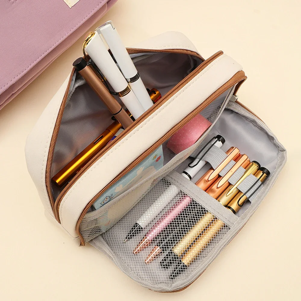 مقلمة ذات سعة كبيرة مكونة من 5 طبقات حقيبة أقلام رصاص للطلاب متعددة الأغراض وأسلوب بسيط ومستلزمات مكتبية مدرسية جمالية