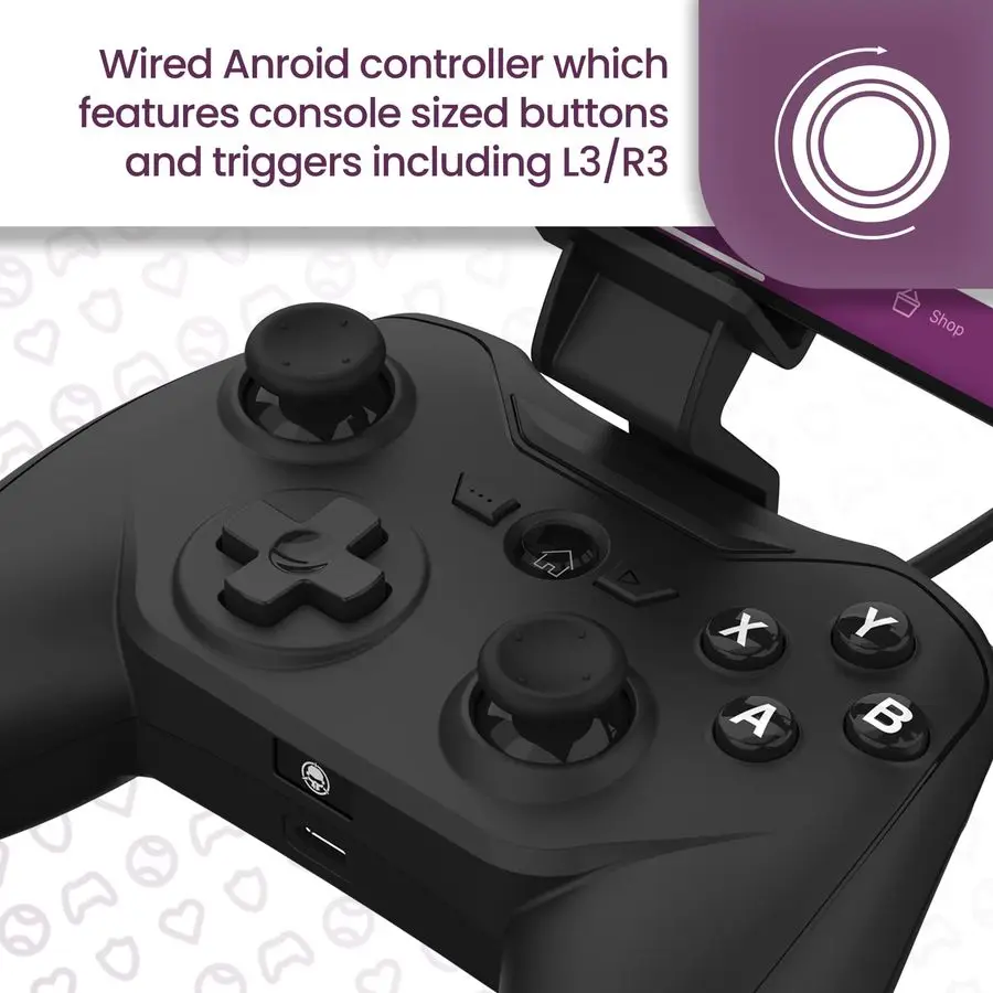 Controlador de jogo de motim para gamepad android com fio com gatilhos, carregamento de passagem de energia, console de jogo portátil dpad