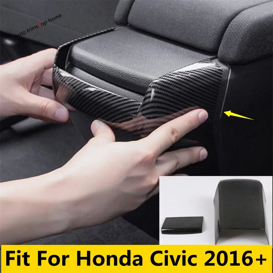 

Carbon Fiber Look Rear Armrest Box Anti Kick Protective Panel Cover Trim Fit For Honda Civic 2016 - 2020 Interior Accessories