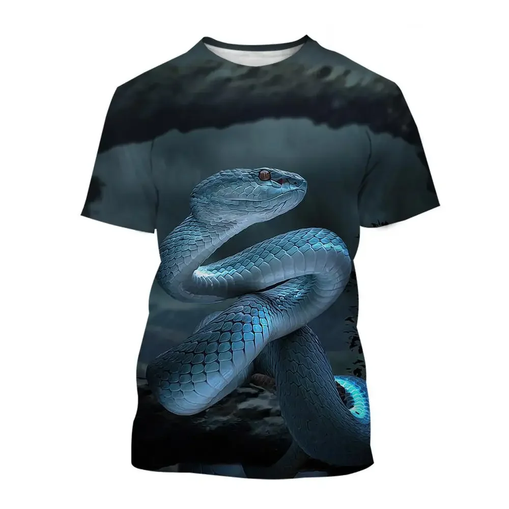 The Latest Summer Boys And Girls Fashion 3d Printing Snake Print T-shirt Personality Creative Breathable Light Sports Top