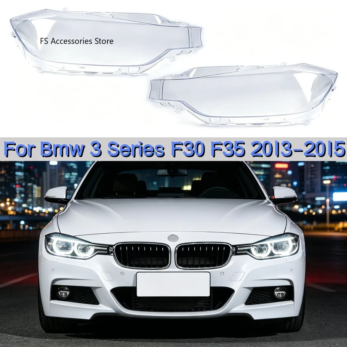L/R Scheinwerferabdeckung für BMW 3er Serie F30 F35 2013 2014 2015 Transparente Frontscheinwerfer-Linsenschale Glaslampenabdeckung