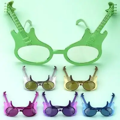 

6pcs Funny Party Glasses Prank Photo Props Lightweight Guitar Design Plastic Eyewear Costume Accessories Unique Decorative