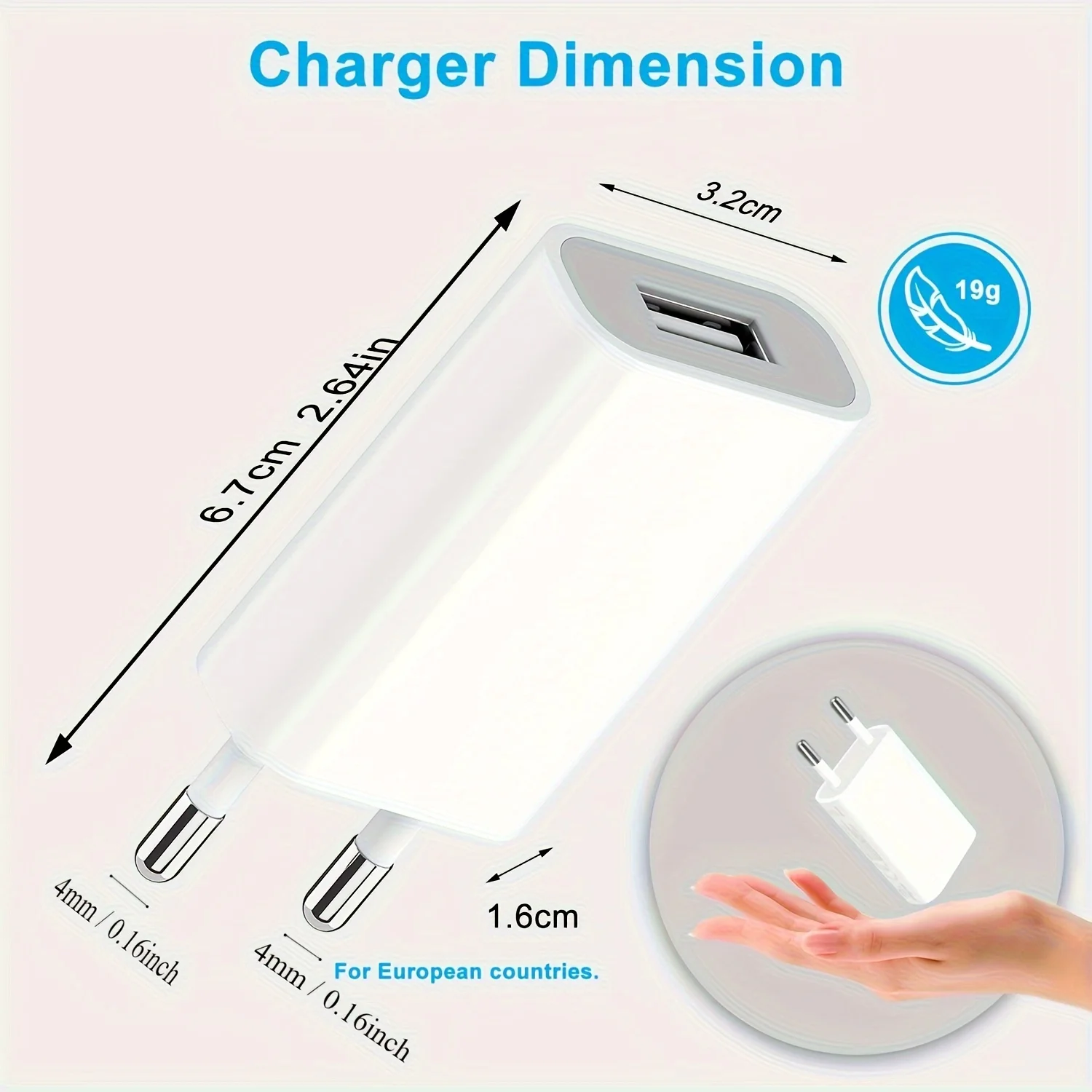 European USB Power Adapter EU Plug Wall Travel Charger 1 Ports USB 5V1A 5V2A Mobile Phone Micro Data Charging