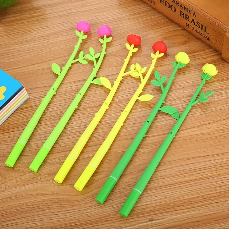 4Pcs Wholesale Valentine's Day Creative Stationery Fresh Simulation Flower Cartoon Gender Pen, Cute Rose School Supplies