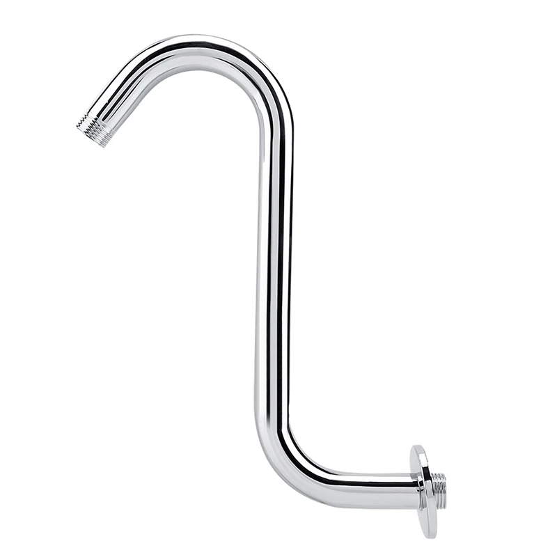 10 Inch S‑Shaped Shower Arm Wall Mounted Riser Extension Pipe Stainless Steel Overhead Shower Head Bar Bathroom Accessory