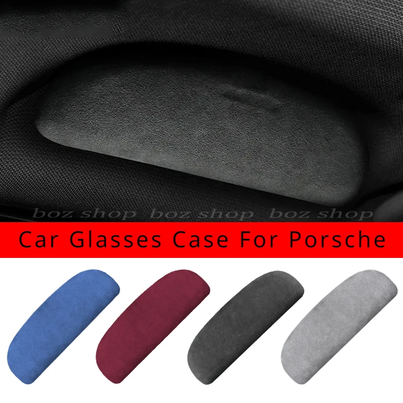 For Porsche Macan 2014-23 Cayenne Panamera 2018-23 Italian Premium Suede Glasses Case Storage Box Sunglasses Holder Accessories