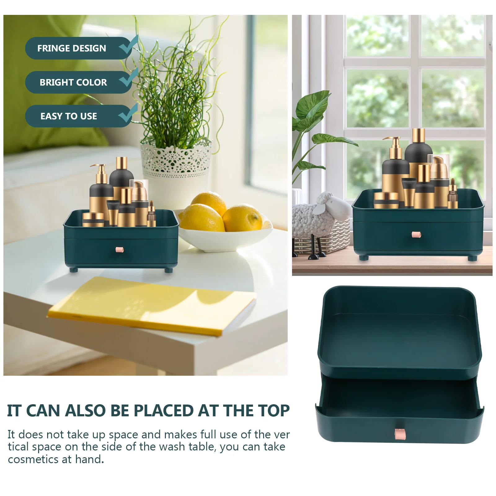 

1Pcs Makeup Organizer Station Clear Storage Container for Home Office Bathroom Vanity Desktop Use Makeup Organizer