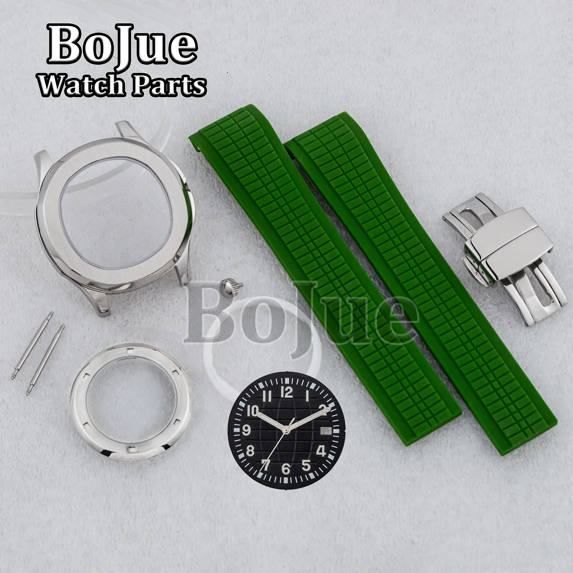 42mm NH35 Case Dial Hands Rubber Strap Sapphire Glass Crystal Men Watch Parts for MOD AQUANAUT Nautilus NH36 Automatic Movement